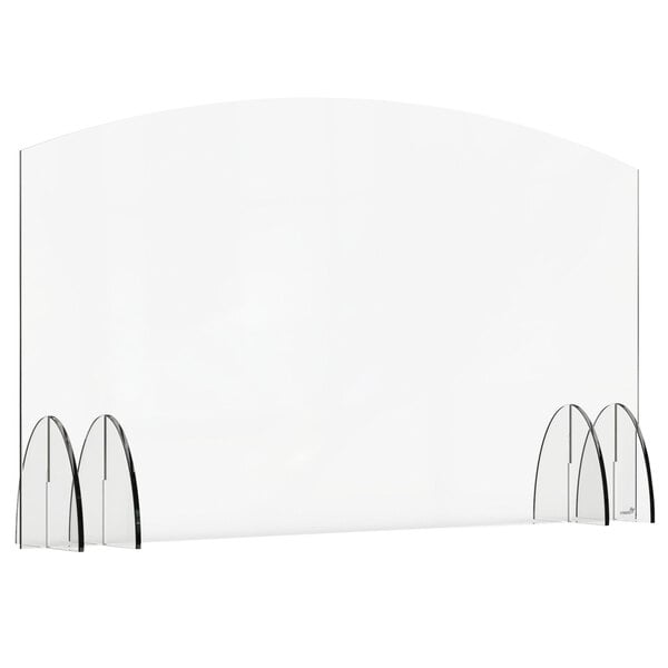 A white rectangular acrylic screen with curved edges.