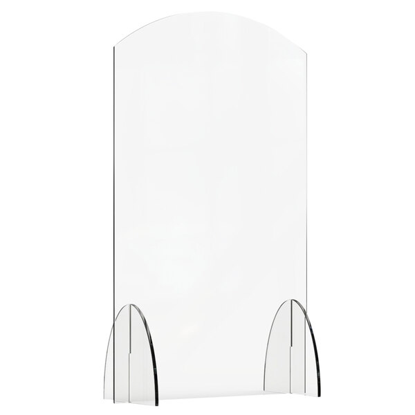 A clear acrylic display with curved edges.