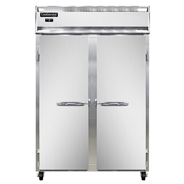 A large white Continental Refrigerator with two solid doors.