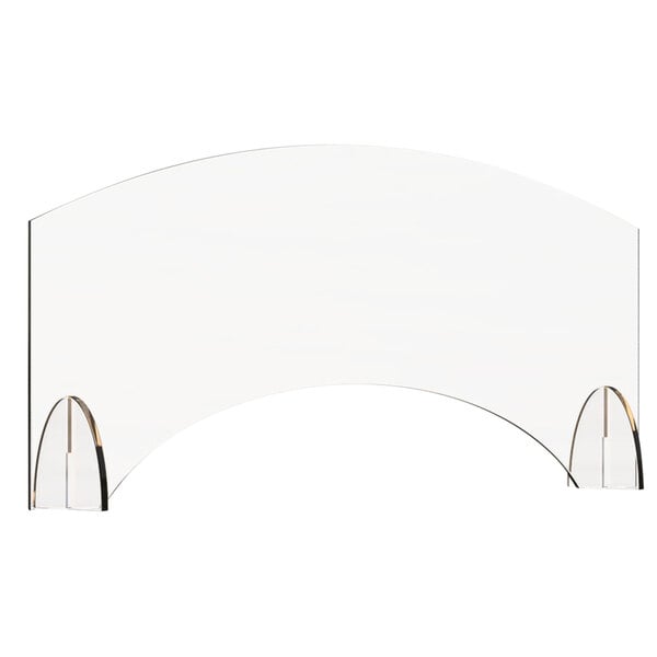 A clear acrylic screen with two curved corners.