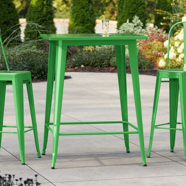 Lancaster Table & Seating Alloy Series 32" x 32" Jade Green Bar Height Outdoor Table
