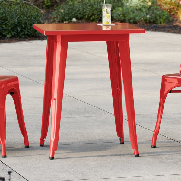 Lancaster Table & Seating Alloy Series 24" x 24" Ruby Red Standard Height Outdoor Table