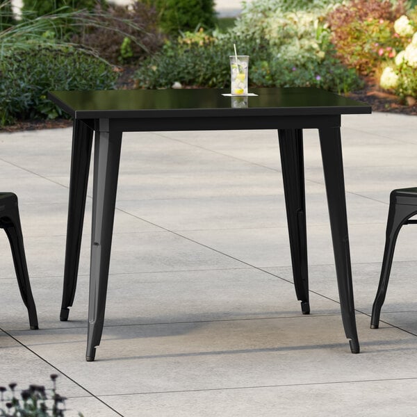 Lancaster Table & Seating Alloy Series 36" x 36" Black Standard Height Outdoor Table