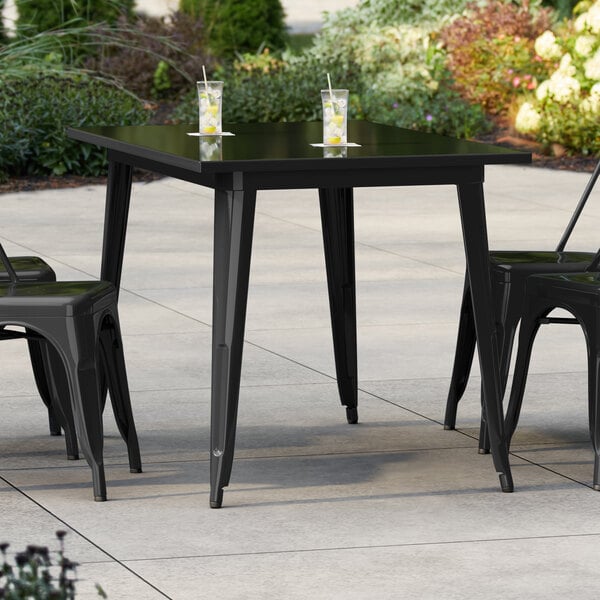 Lancaster Table & Seating Alloy Series 48" x 30" Black Standard Height Outdoor Table