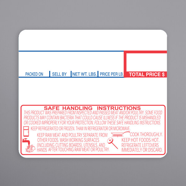 A white Cas Safe Handling label with red text on a roll.