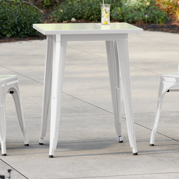 Lancaster Table & Seating Alloy Series 24" x 24" Pearl White Standard Height Outdoor Table