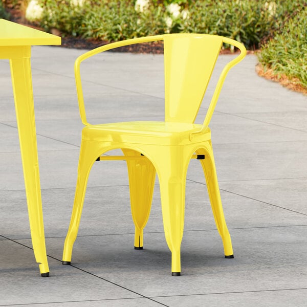 Lancaster Table & Seating Alloy Series Yellow Outdoor Arm Chair