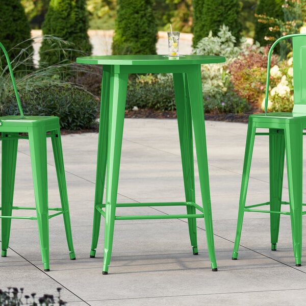 Lancaster Table & Seating Alloy Series 30" Round Jade Green Bar Height Outdoor Table