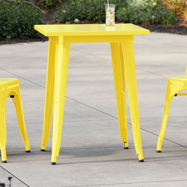 Lancaster Table & Seating Alloy Series 24" x 24" Citrine Yellow Standard Height Outdoor Table