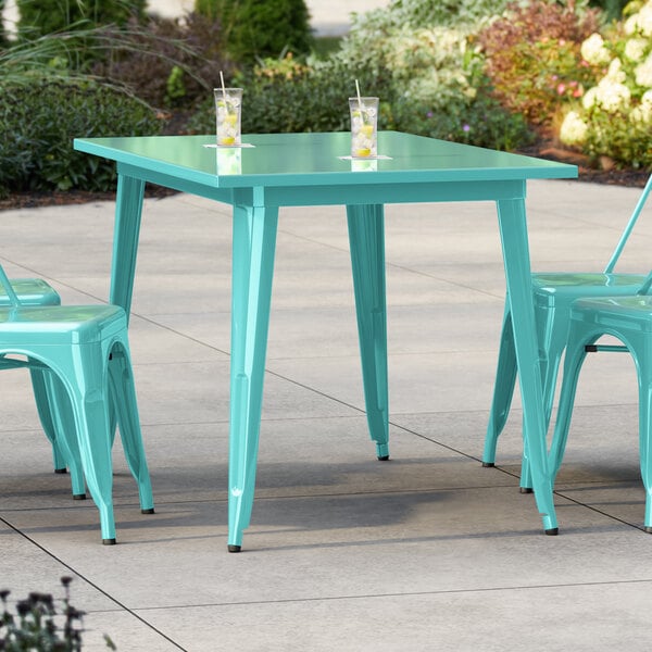 Lancaster Table & Seating Alloy Series 48" x 30" Seafoam Standard Height Outdoor Table