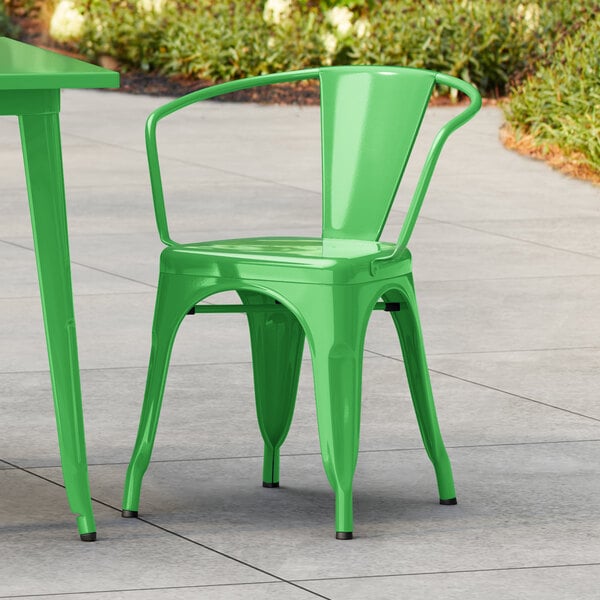 Lancaster Table & Seating Alloy Series Green Outdoor Arm Chair