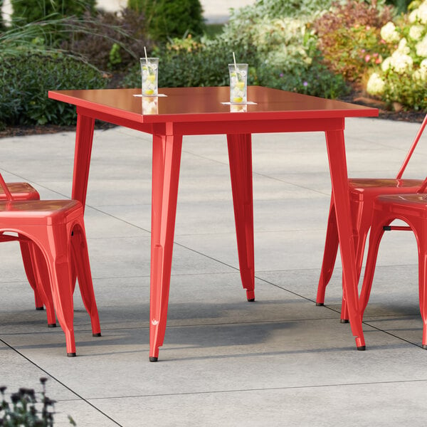 Lancaster Table & Seating Alloy Series 48" x 30" Ruby Red Standard Height Outdoor Table