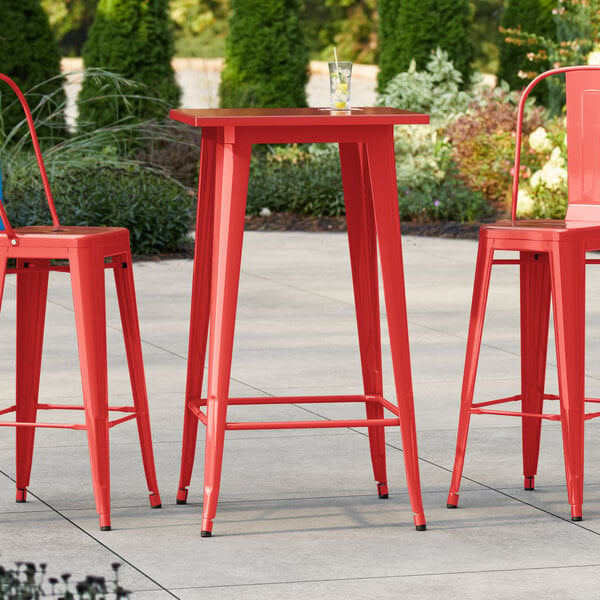 Lancaster Table & Seating Alloy Series 24" x 24" Ruby Red Bar Height Outdoor Table