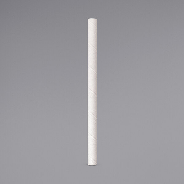 A white roll of paper with Aardvark Boba White Unwrapped Bubble Tea Paper Straws.