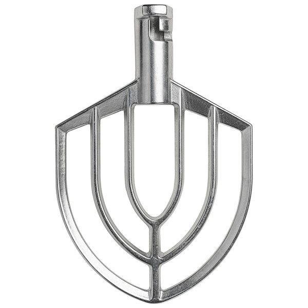 A silver Centerline by Hobart flat beater attachment for a mixer.