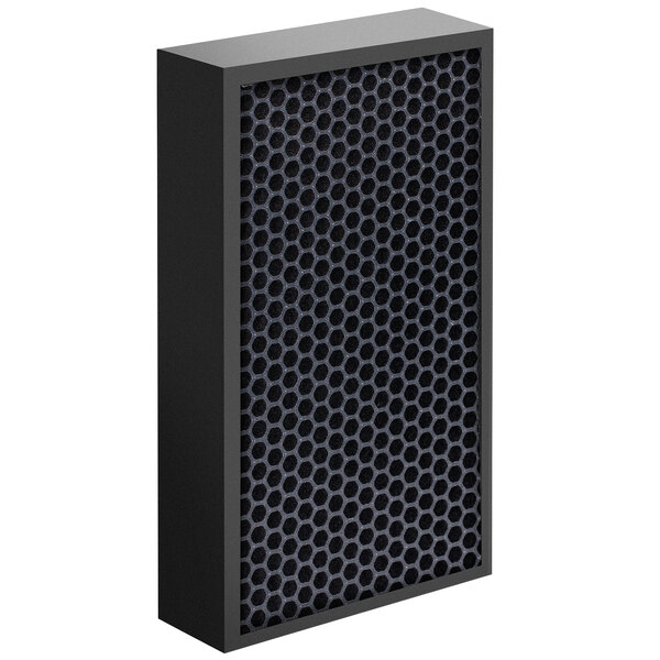 A black rectangular AeraMax air filter with a honeycomb pattern.