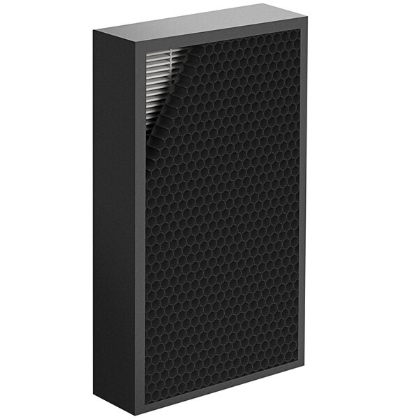 A black rectangular AeraMax air filter with a white vent.
