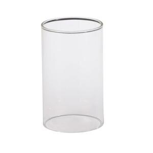 A clear glass cup with a lid.