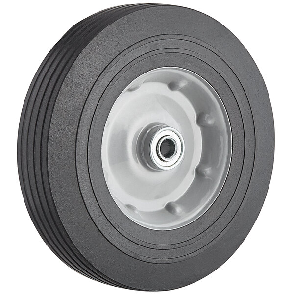 A black Lavex metal hub wheel with a white rim.