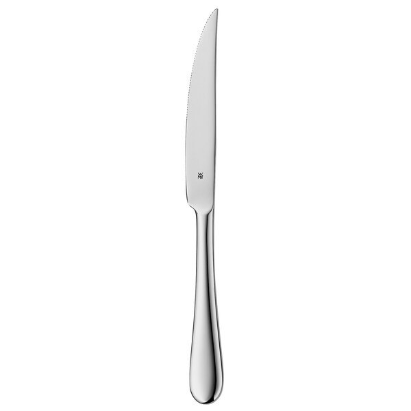 A WMF BauscherHepp stainless steel steak knife with a silver handle.