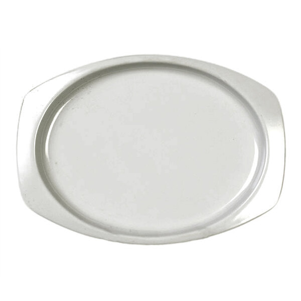 A white rectangular melamine tray with a square edge.
