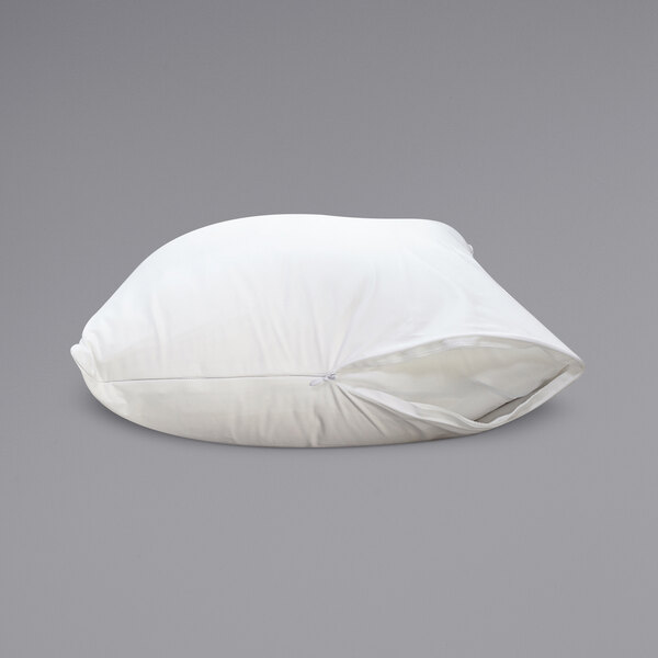 A white Protect-A-Bed standard size pillow with a zipper.