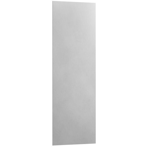 A white rectangular object with a black border and black text reading "Halifax 421SSPAN410 48" x 120" Stainless Steel Wall Panel"
