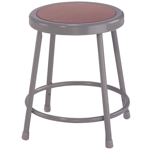A National Public Seating round gray lab stool with a hardboard seat.