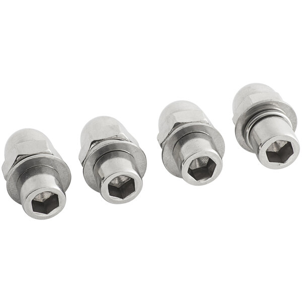 Four stainless steel nuts.