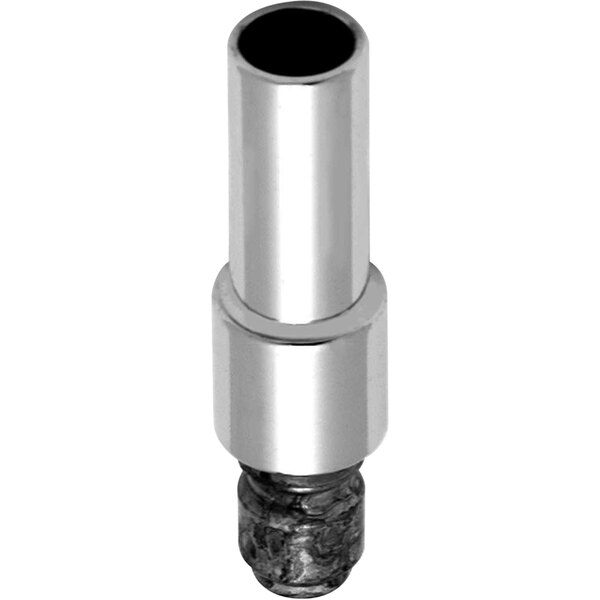 A silver metal pipe with a black cap.