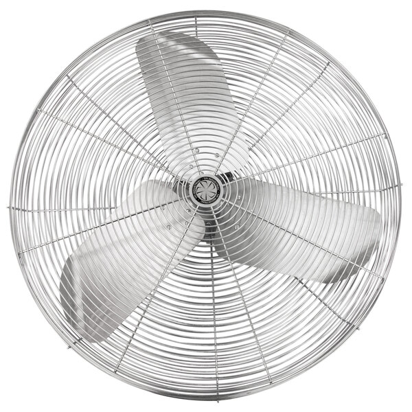 The metal circulator fan head for an industrial fan.