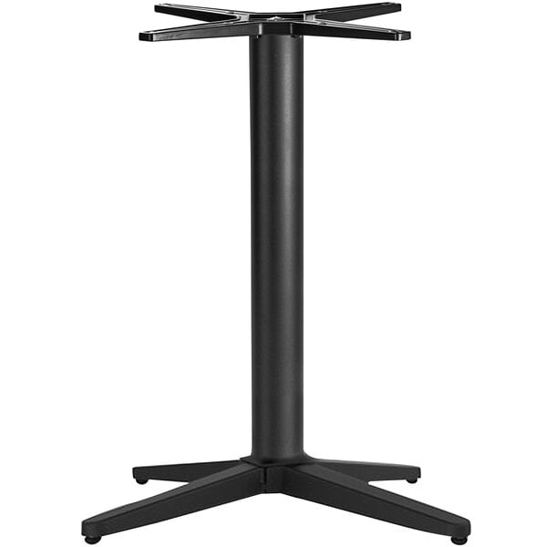 A black zinc-plated powder-coated steel NOROCK table base with four legs.