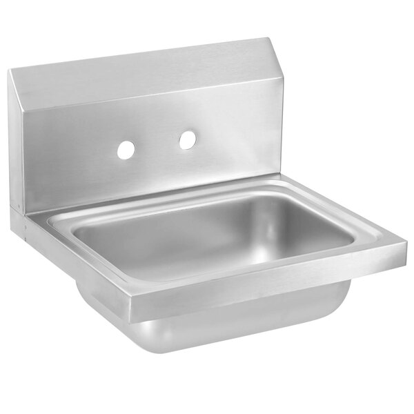 A stainless steel Vollrath hand sink with two holes.