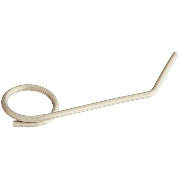 A white spiral-shaped metal hook with a small handle.