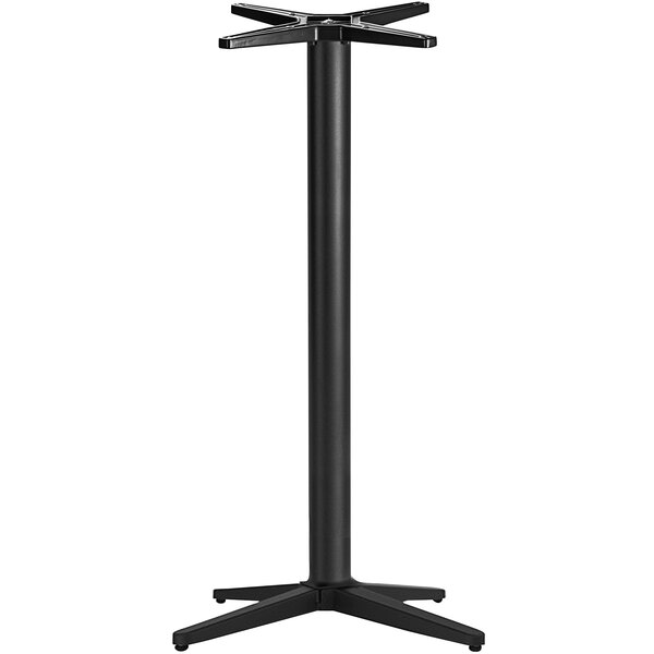 A NOROCK black zinc-plated steel bar height table base with four legs.