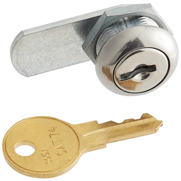 A key and lock for a Bobrick paper towel and waste receptacle.