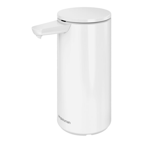 Simplehuman ST1085 9 oz. White Stainless Steel Soap / Sanitizer Dispenser with Touchless Sensor Pump