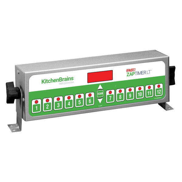 A rectangular Kitchen Brains ZAP Timer box with red and green text.