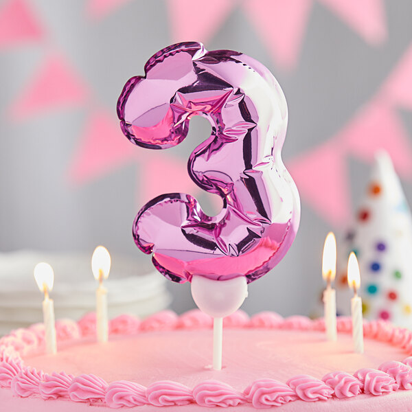 Creative Converting 9" Pink "3" Balloon Cake Topper 337522