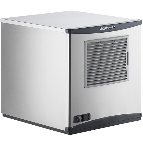 A white rectangular Scotsman air cooled flake ice machine with a vent.