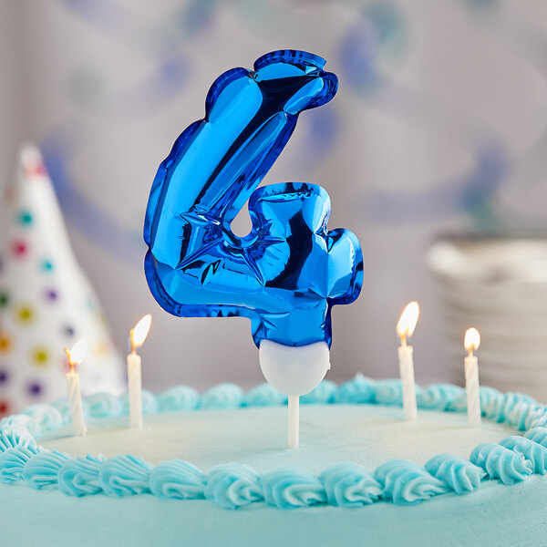 Creative Converting 9" Blue "4" Balloon Cake Topper 337531