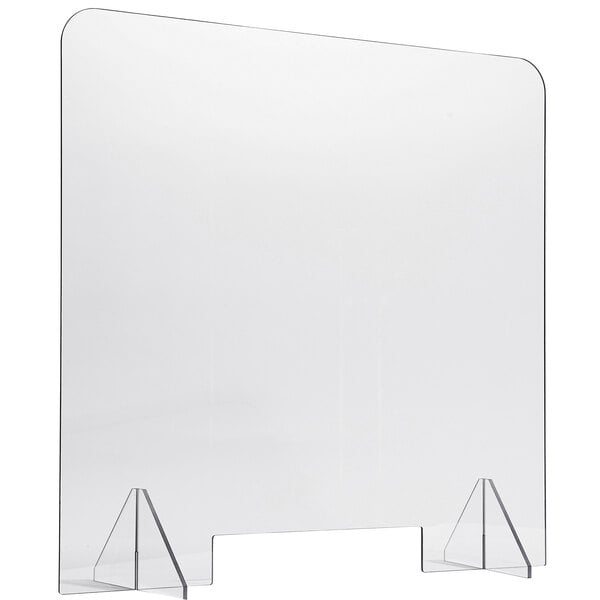 A clear Sunkist acrylic screen with two legs.