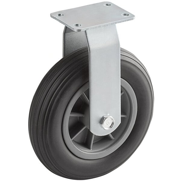 A Lavex rigid caster wheel with a black metal plate on top.