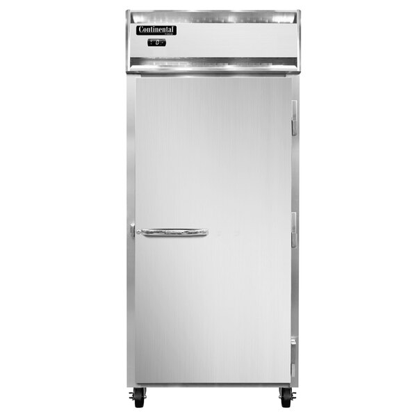 A white Continental Reach-In Freezer with a stainless steel door.