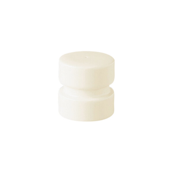 A white plastic cylinder with a round cap.