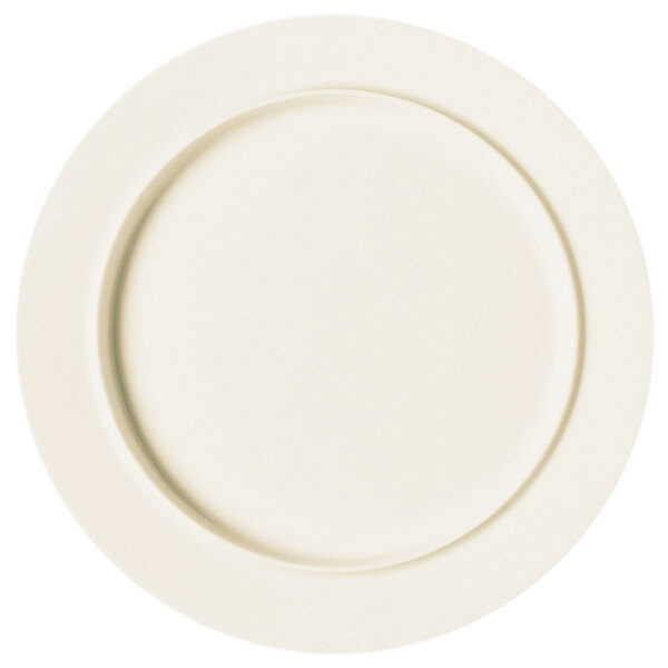 A RAK Porcelain white porcelain plate with a round edge.