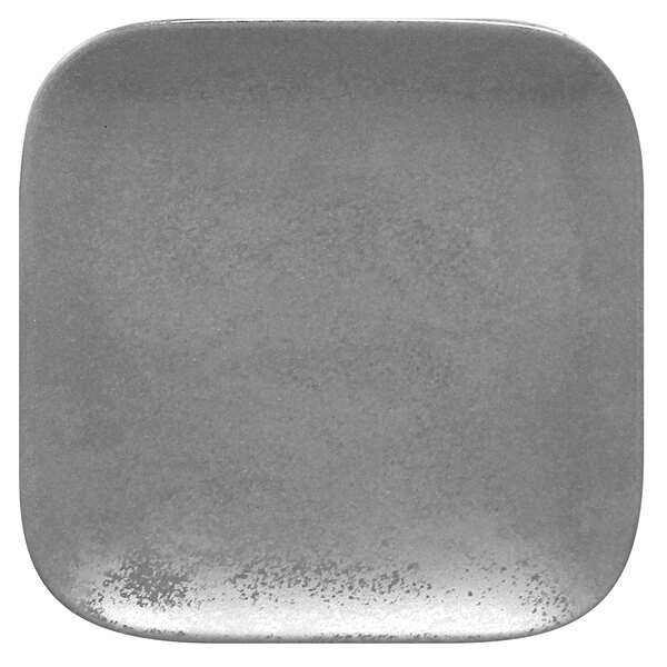 A RAK Porcelain square coupe plate with a grey surface.