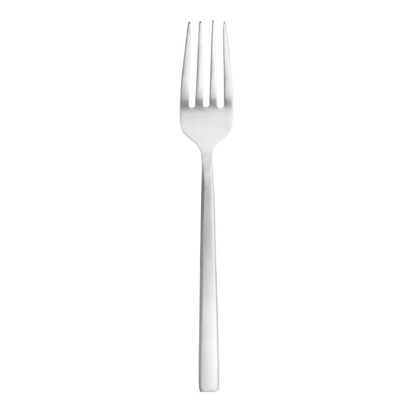 A silver Fortessa Arezzo stainless steel serving fork.