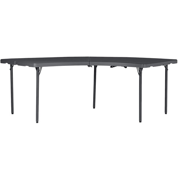 A grey ZOWN half-moon folding table with a metal frame.
