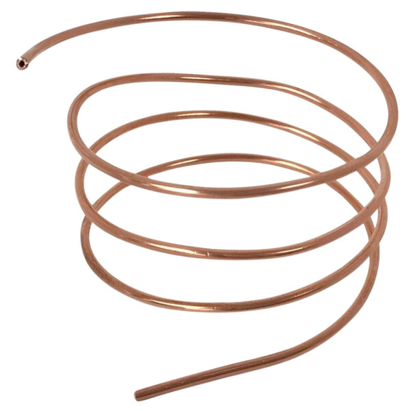 A close-up of a Continental Refrigerator capillary tube, a copper coil with a spiral wire.